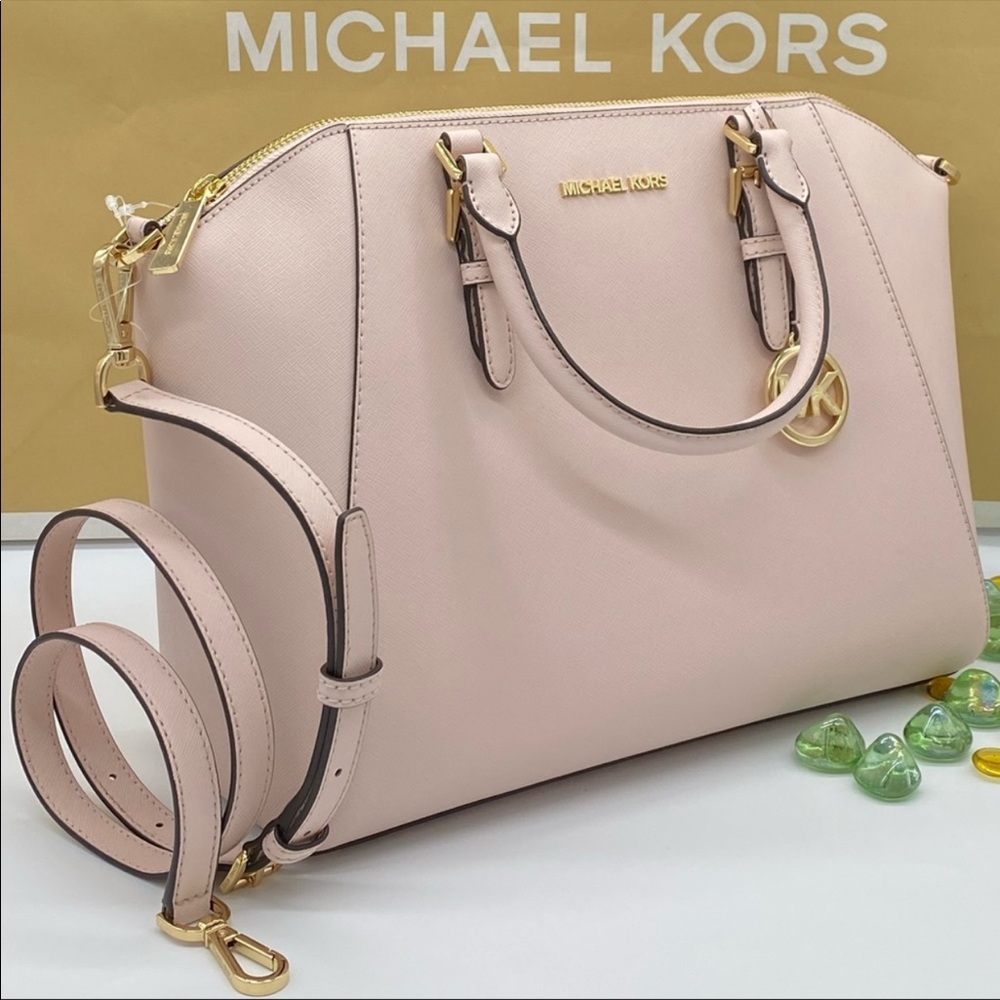 MICHAEL KORS CIARA LARGE TZ SATCHEL POWDER BLUSH - Picture 16 of 16
